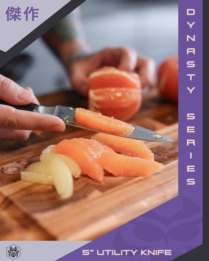 A chef shows of a slice of orange without it's skin