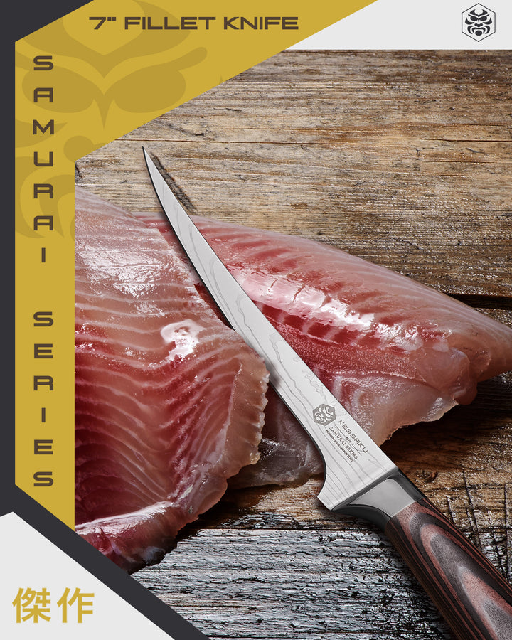 Fresh tilapia filets and the Samurai Fillet Knife