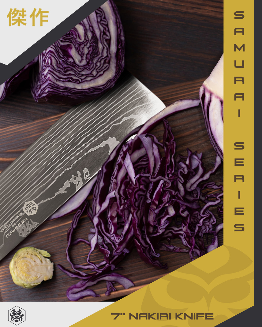 The Samurai Nakiri after slicing  red cabbage and artichokes