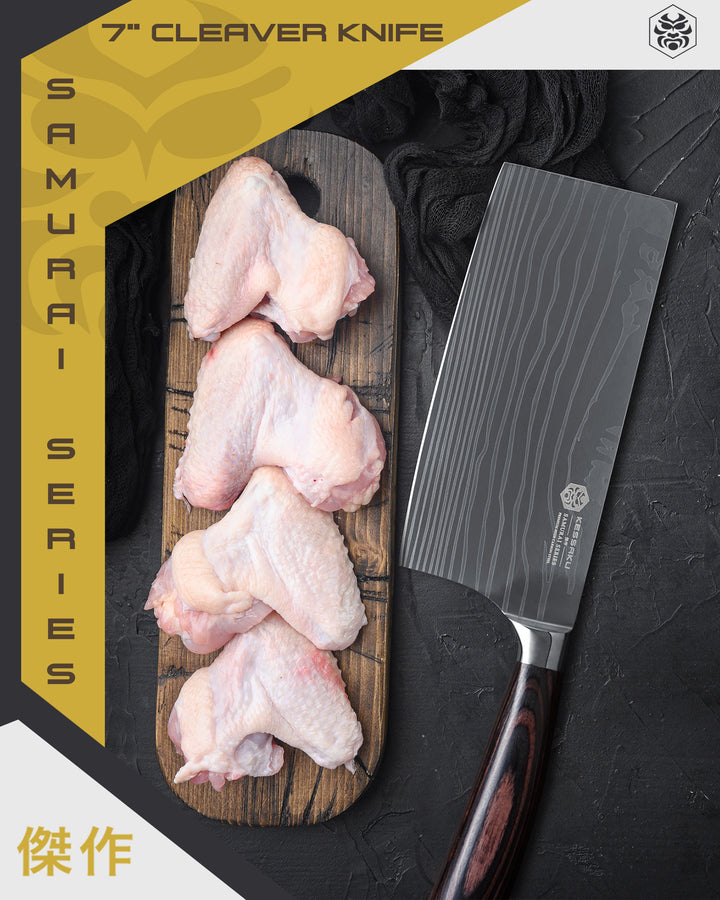 The Samurai Cleaver Knife used to separate chicken wings
