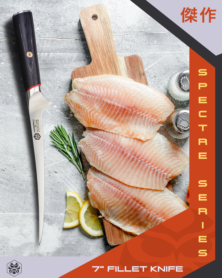 Deboned tilapia filets prepared with the Spectre Fillet Knife
