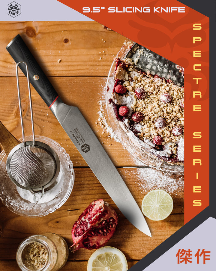 The Spectre Slicing Knife after serving a crumb pie with berries