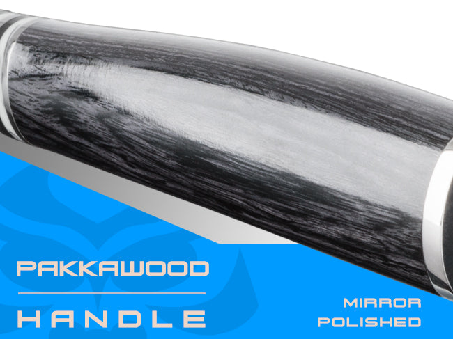 Ronin Series knives are equipped with mirror polished pakkawood handles