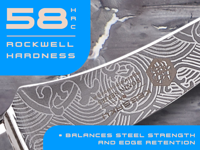 Ronin knives' 7Cr17MoV steel has a Rockwell hardness of 58 (HRC)