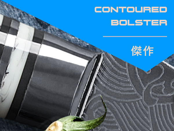 Includes a contoured bolster for a comfortable pinch grip.