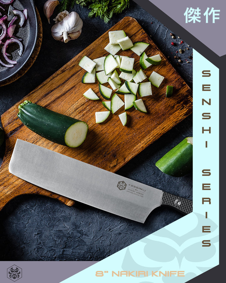 The Senshi Nakiri making light work of a zucchini.
