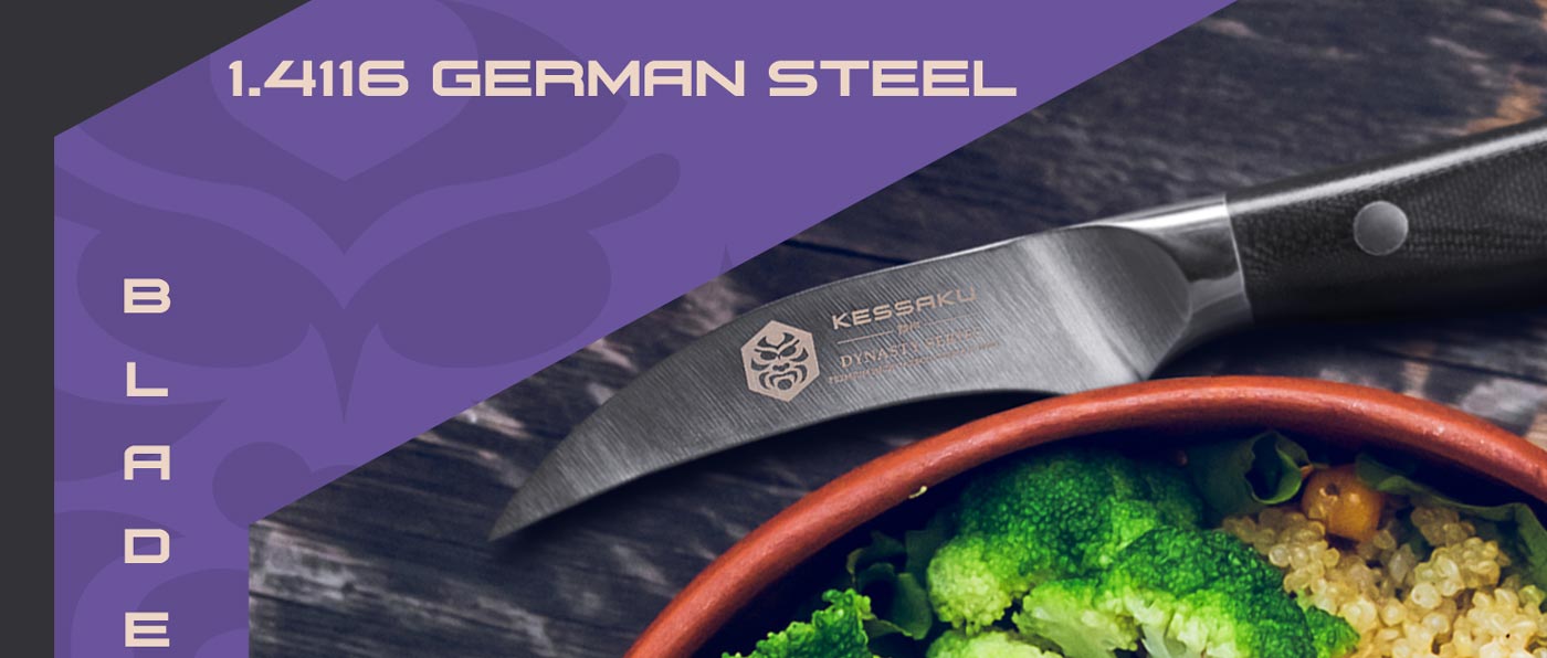 Kessaku Dynasty Series Knives are made with carbon stainless 1.4116 German steel.