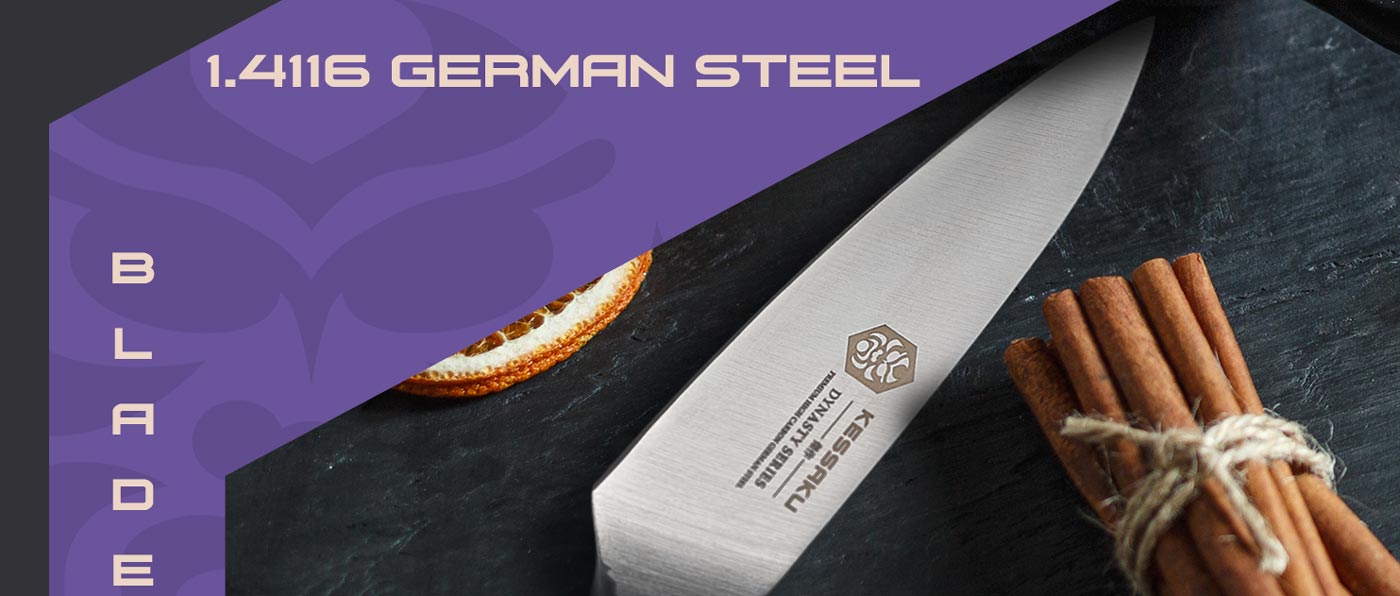 Kessaku Dynasty Series Knives are made with carbon stainless 1.4116 German steel.