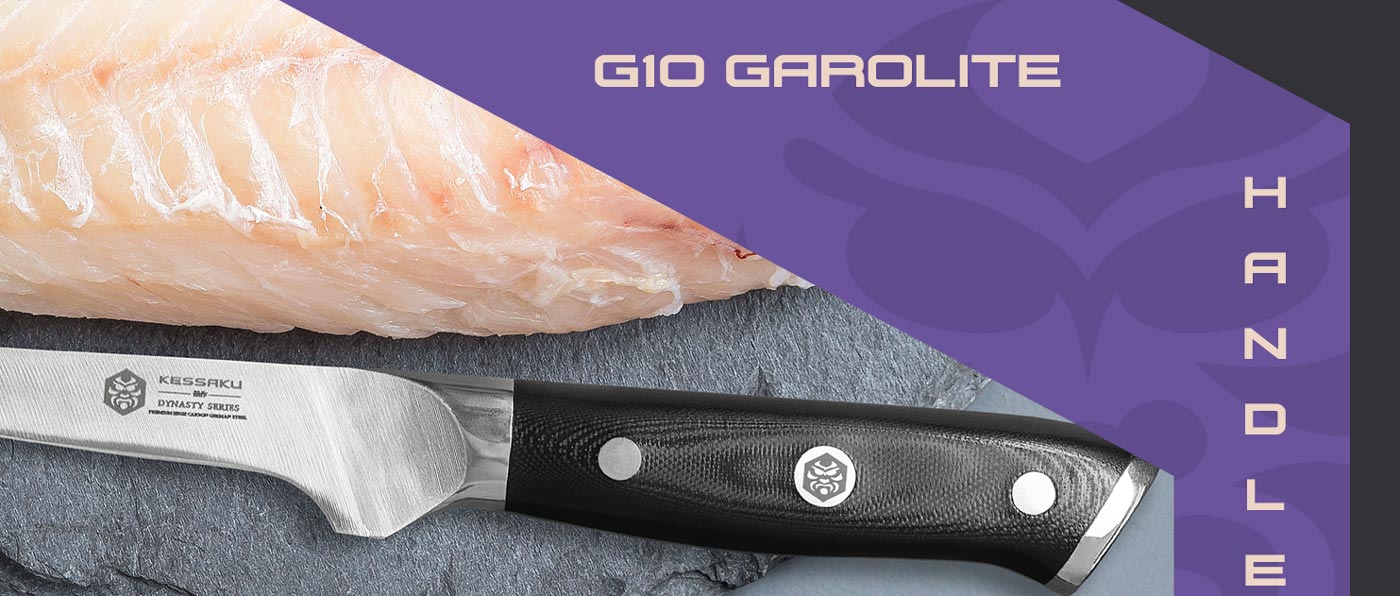 Kessaku Dynasty Series Knives are made with military-grade G10 handles.