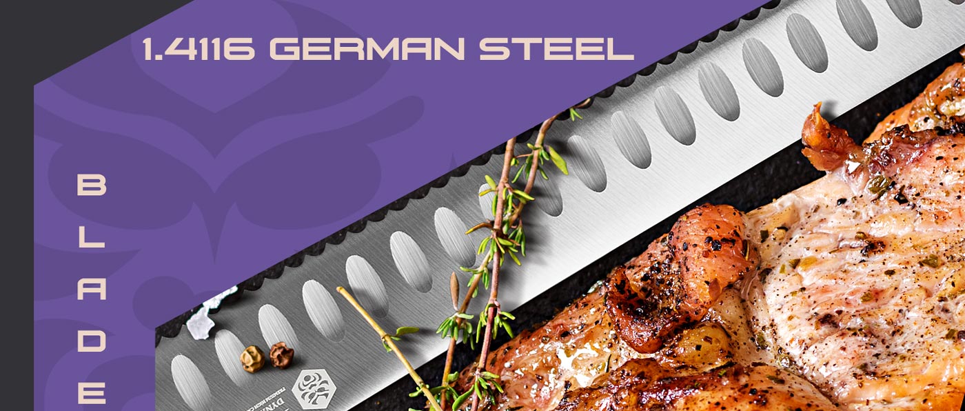 Kessaku Dynasty Series Knives are made with carbon stainless 1.4116 German steel.