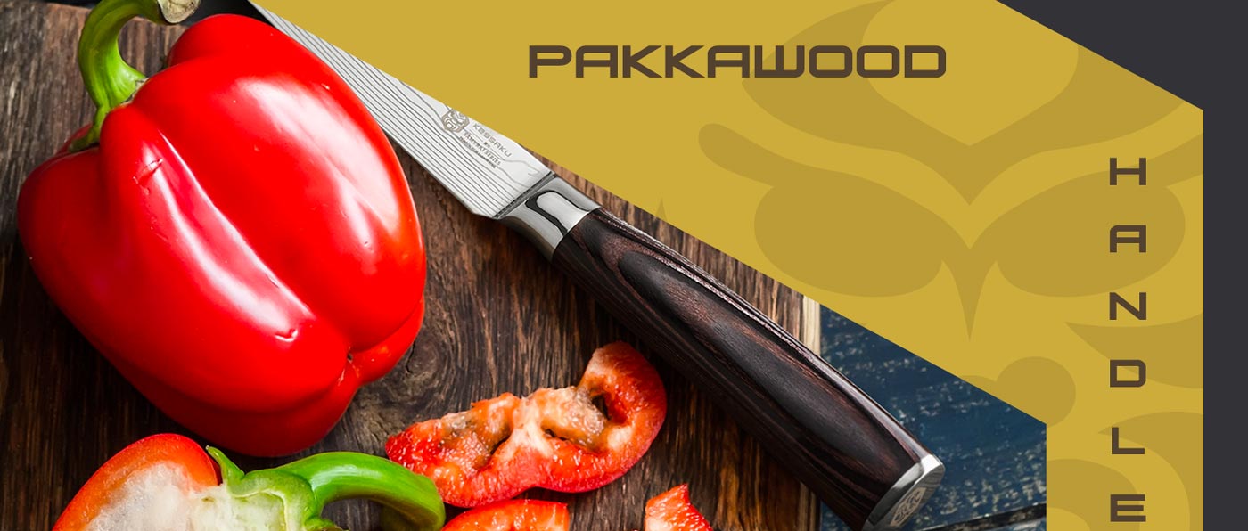 Kessaku Samurai Series Knives are made with durable, mirror-polished pakkawood handles.