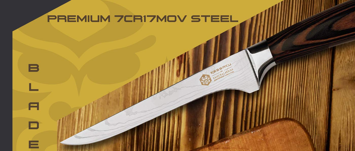 Kessaku Samurai Series Knives are made with premium 7Cr17MoV high carbon stainless steel.