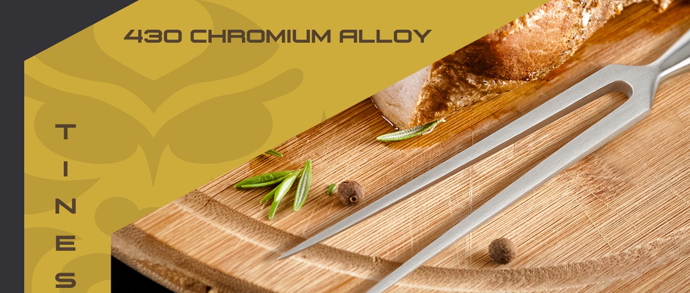 Kessaku Samurai Series Utensils are made with 430 Chromium Alloy.