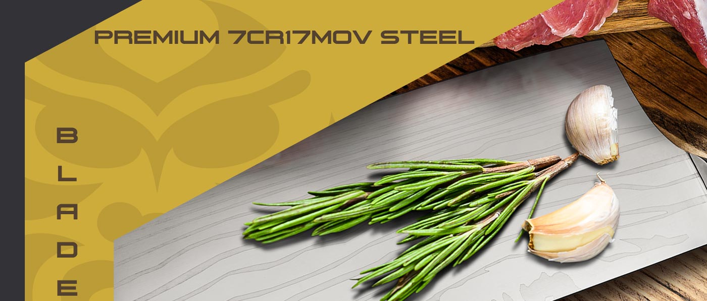 Kessaku Samurai Series Knives are made with premium 7Cr17MoV high carbon stainless steel.