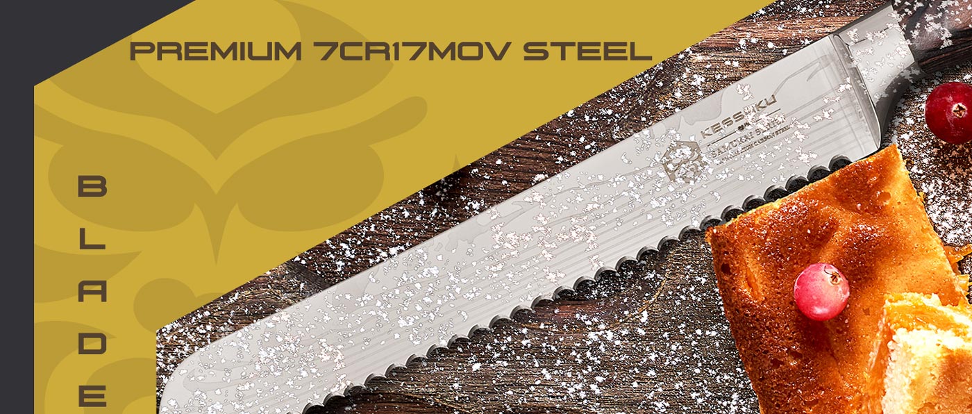 Kessaku Samurai Series Knives are made with premium 7Cr17MoV high carbon stainless steel.