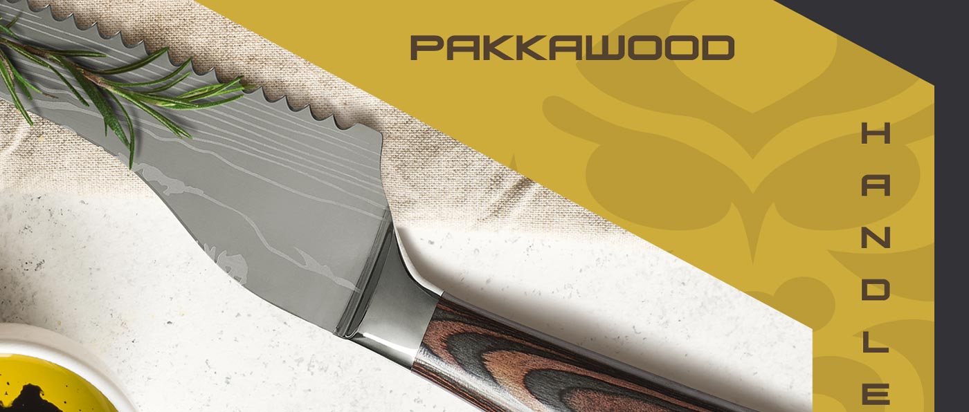 Kessaku Samurai Series Knives are made with durable, mirror-polished pakkawood handles.