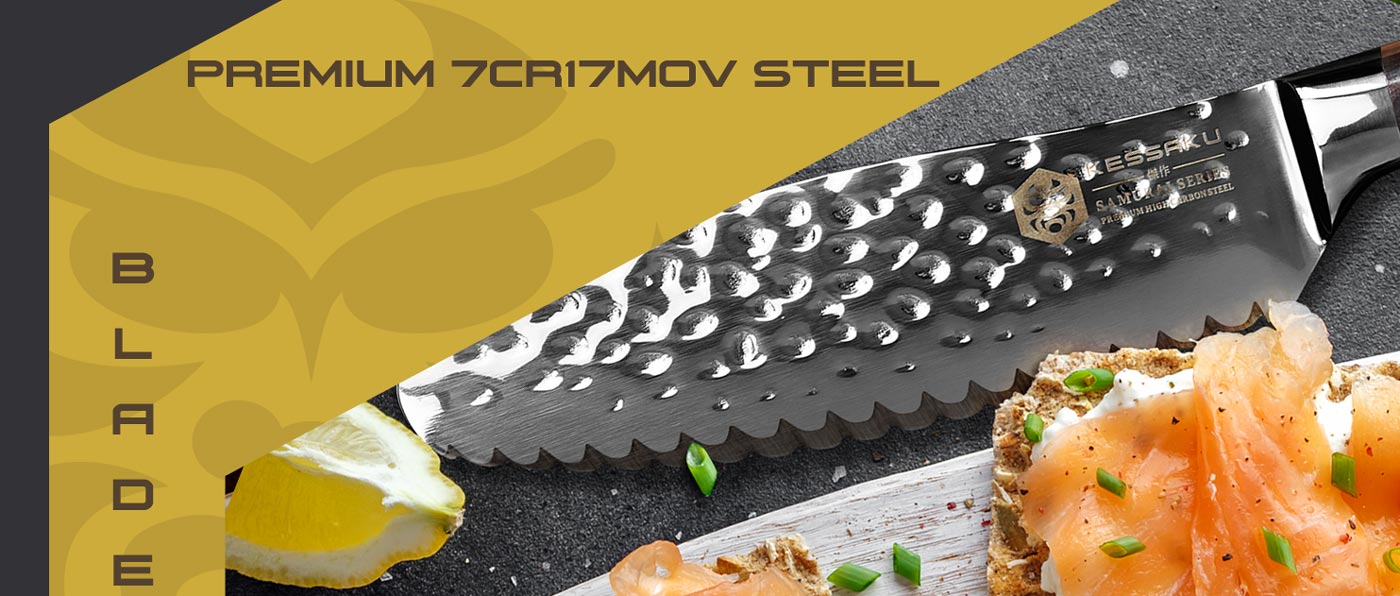 Kessaku Samurai Series Knives are made with premium 7Cr17MoV high carbon stainless steel.
