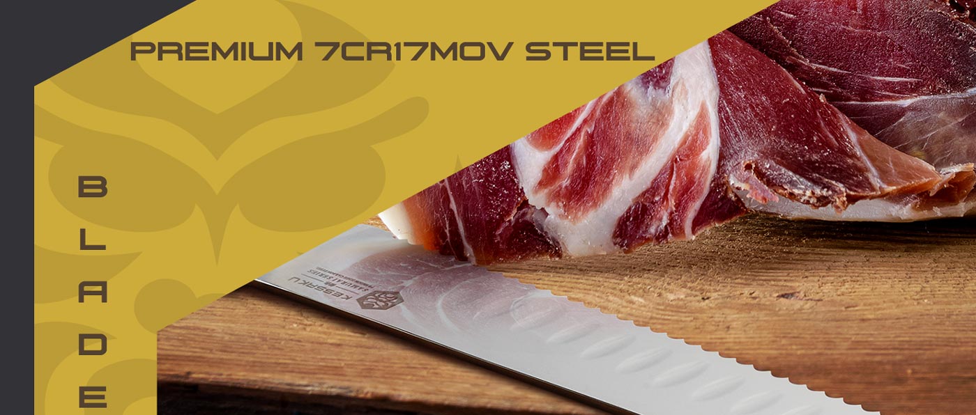 Kessaku Samurai Series Knives are made with premium 7Cr17MoV high carbon stainless steel.