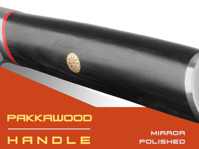 Spectre Series knives are equipped with mirror polished pakkawood D-shaped handles