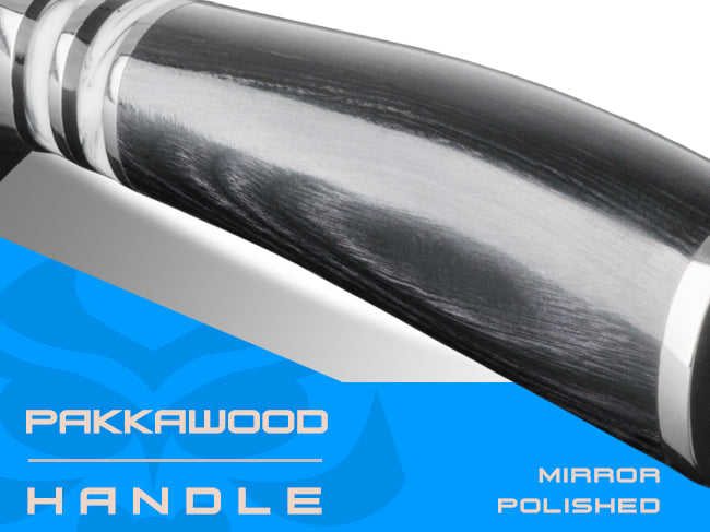 Ronin Series knives are equipped with mirror polished pakkawood handles