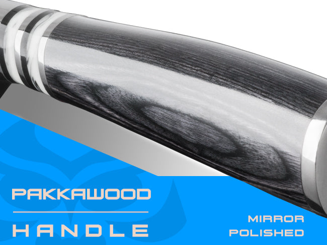 Ronin Series knives are equipped with mirror polished pakkawood handles
