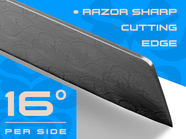 Ronin knives are sharpened to 16 degrees per side