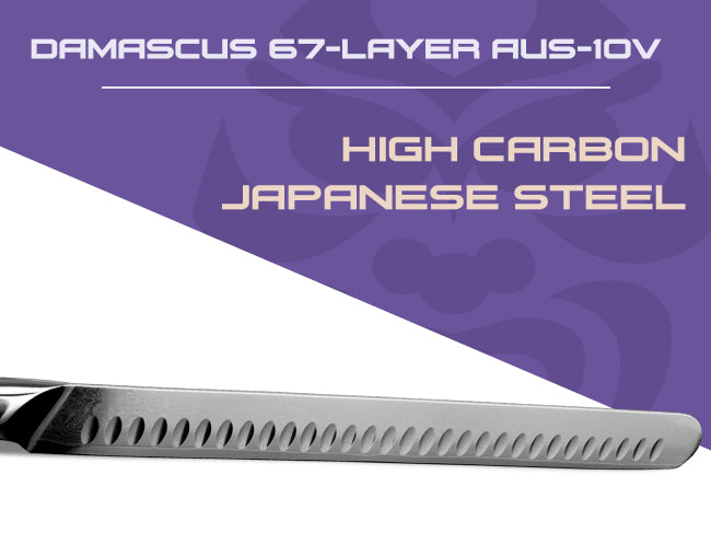 The Damascus Dynasty Series features high carbon AUS-10v Japanese steel.