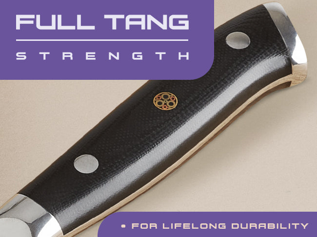 The paring knife has full tang strength.