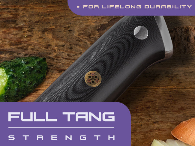 Damascus Dynasty Series knives have full tang strength.