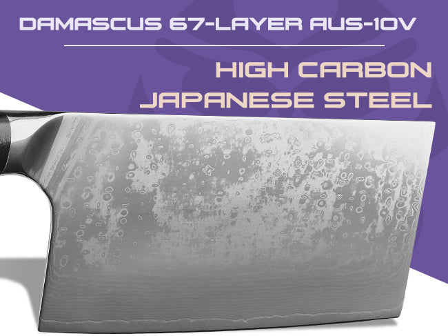 The Damascus Dynasty Series features high carbon AUS-10v Japanese steel.