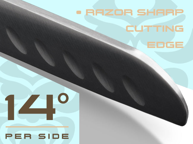Senshi Series Knives are sharpened to a 14-degree angle per side.