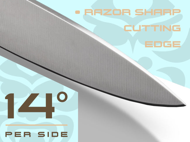 Senshi Series Knives are sharpened to a 14-degree angle per side.