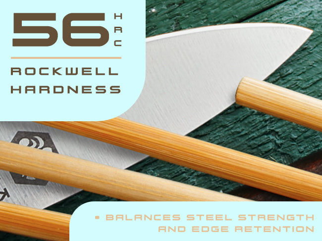 Senshi Series Knives have a Rockwell Hardness rating of 56 HRC.