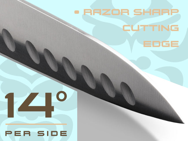 Senshi Series Knives are sharpened to a 14-degree angle per side.
