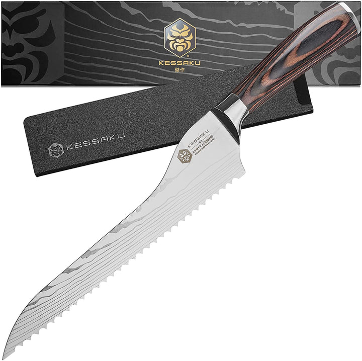 The Kessaku Samurai Serrated Offset Bread Knife with Knife Sheath and Gift Box - Main