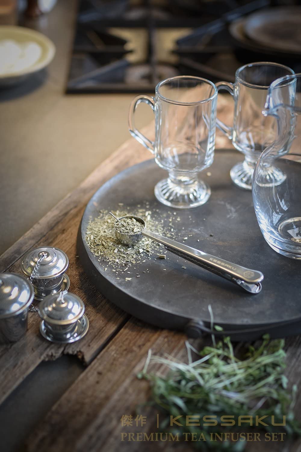The tea scoop holds tea in preparation to make tea