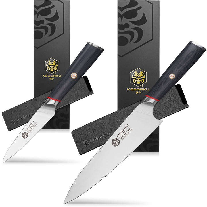 Kessaku Knife Set - 8" Chef's Knife and 4" Paring Knife - Spectre Series