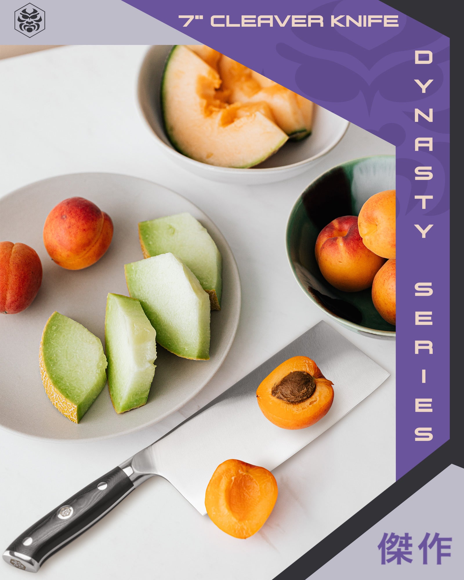 The Dynasty Cleaver used her to slice melon, honeydew, and peaches.