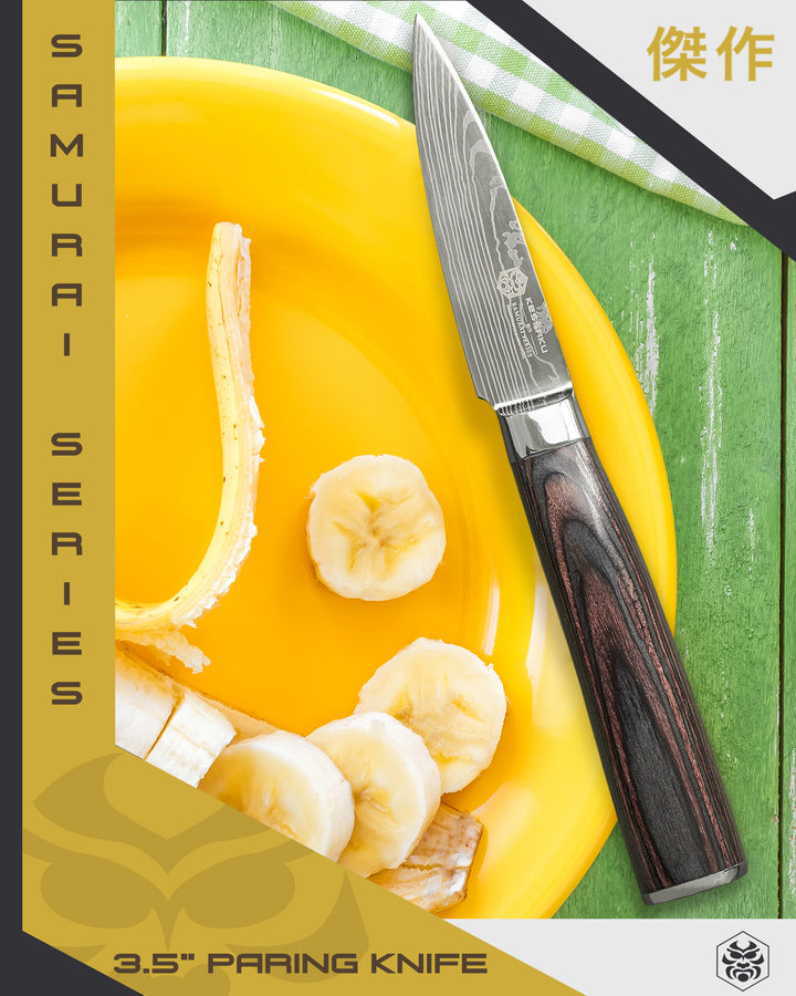 The Samurai Paring Knife and sliced banana