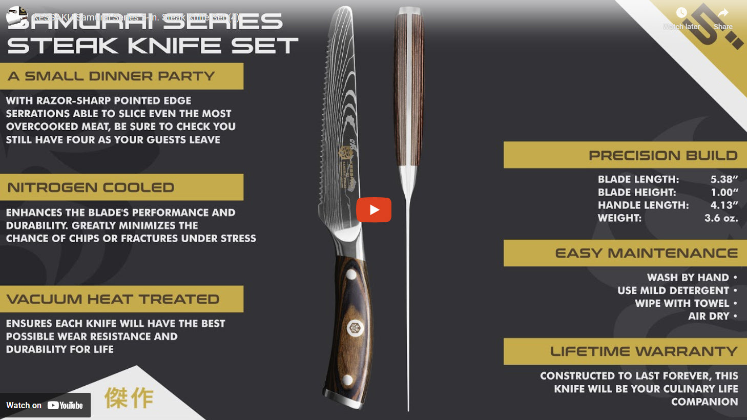 Samurai Steak Knife Set video overview