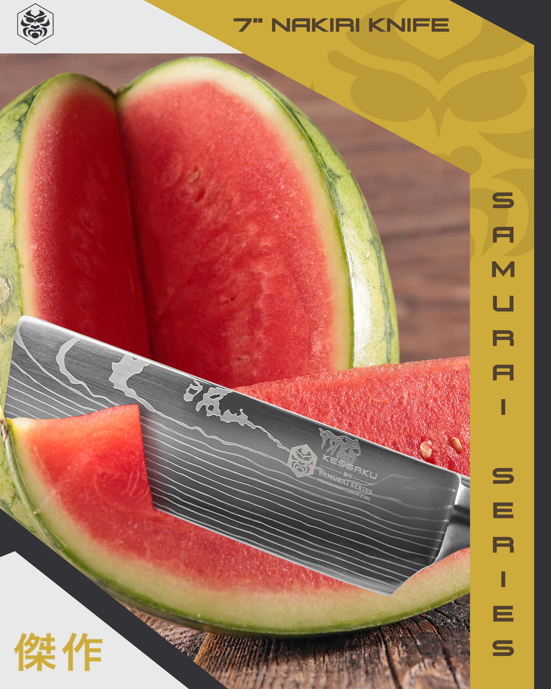 The Samurai Nakiri with large, cut watermelon