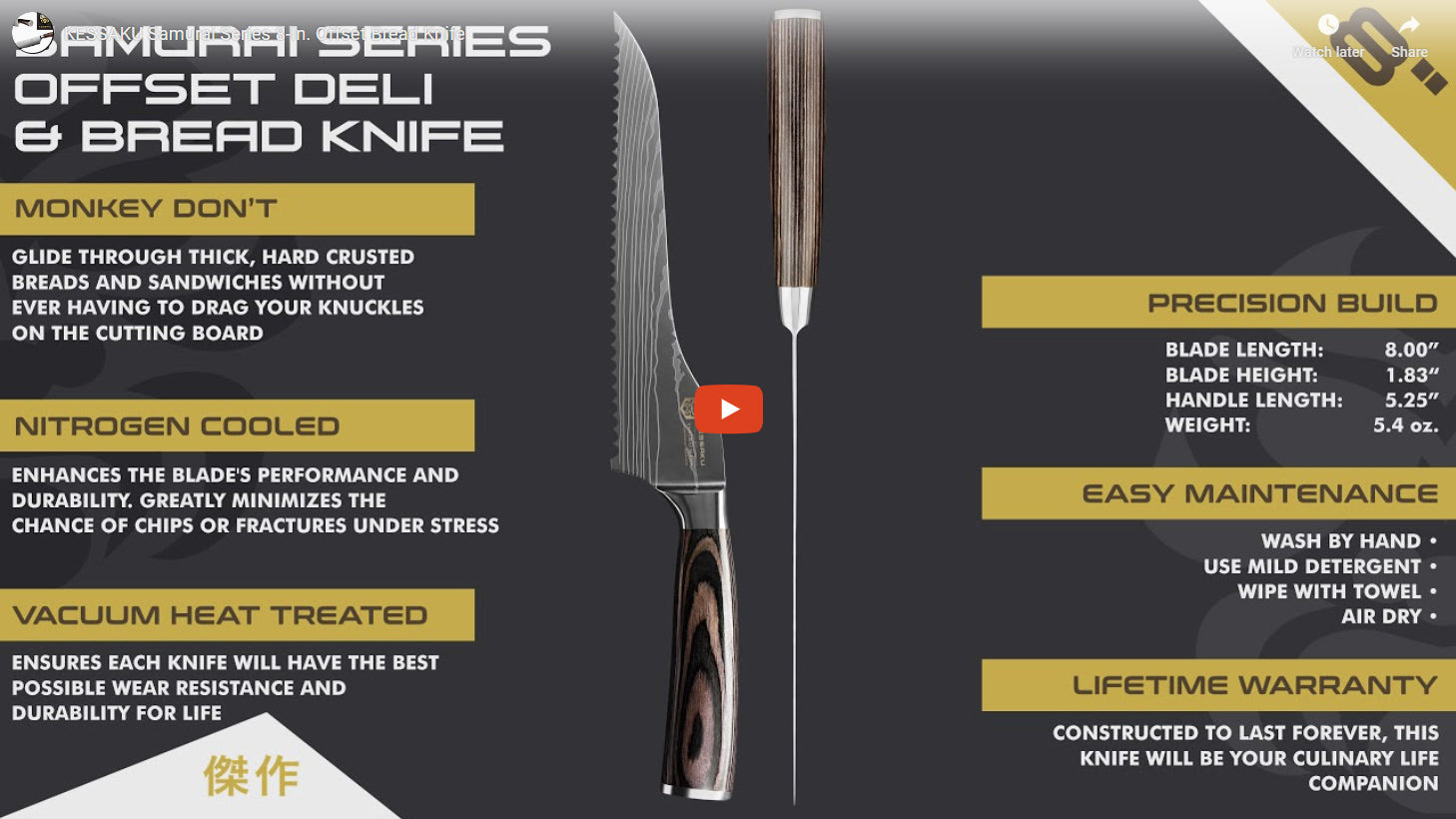 Samurai Offset Bread Knife video overview