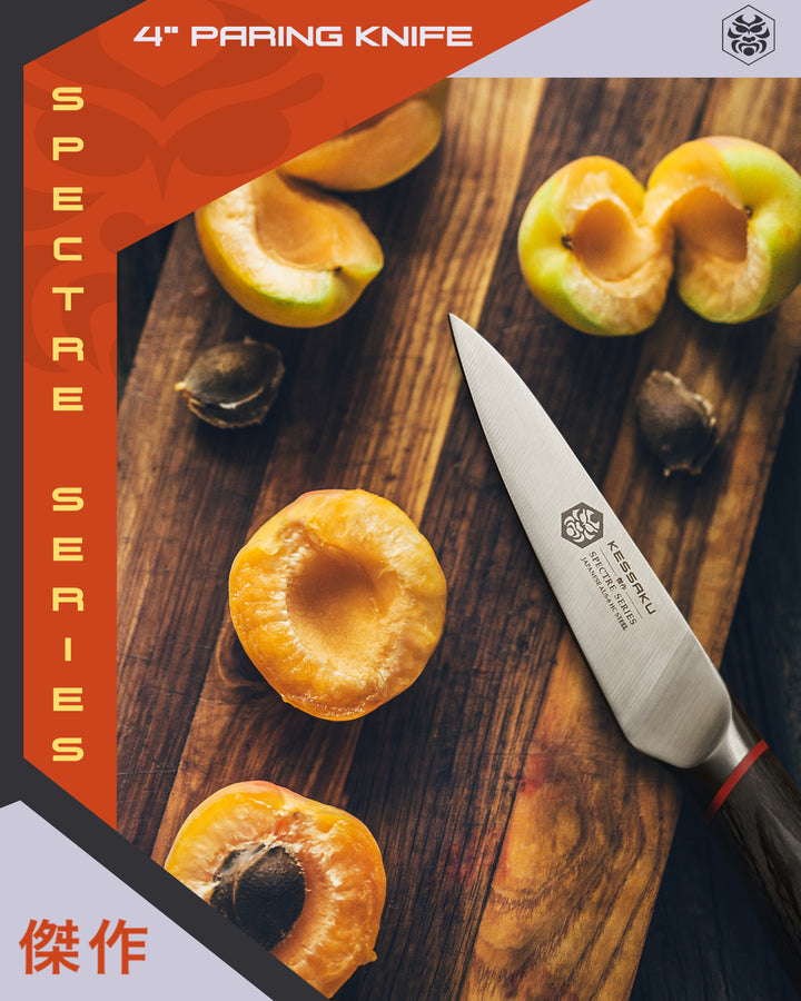 The Spectre Paring Knife after slicing and pitting peaches.
