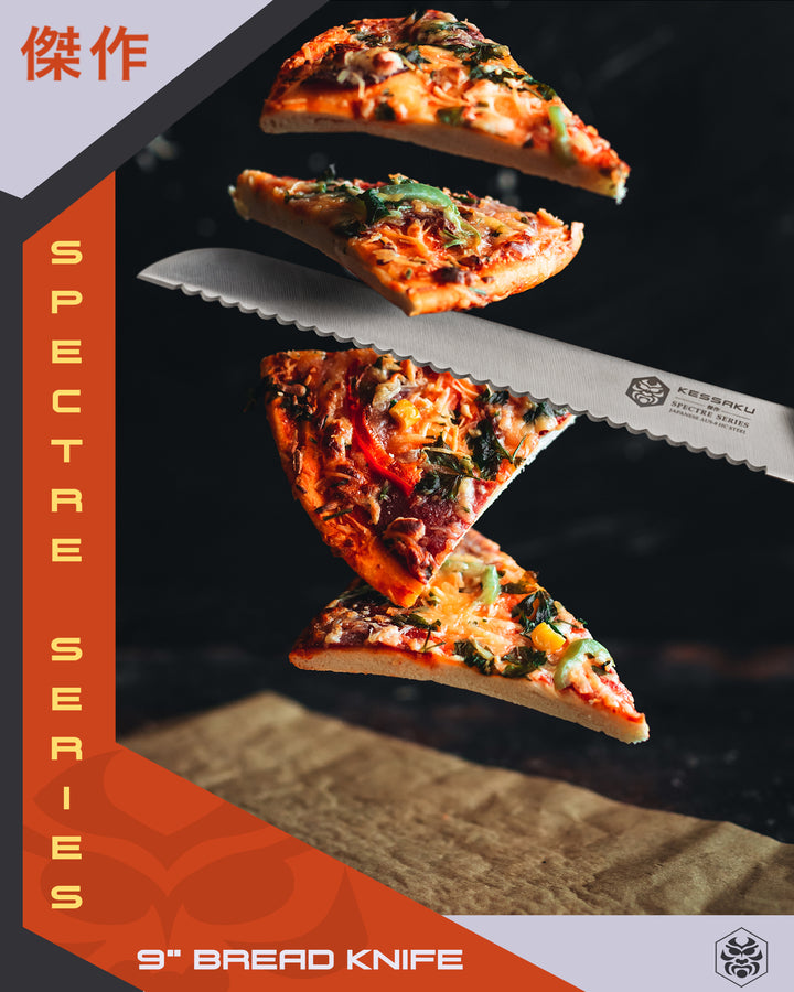 The Spectre Bread Knife slicing through a pizza