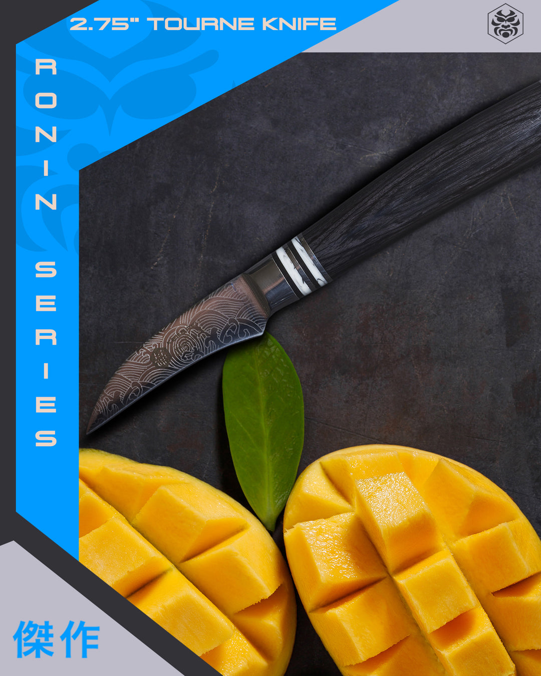 Mangoes cut decoratively using Ronin Tourne Knife