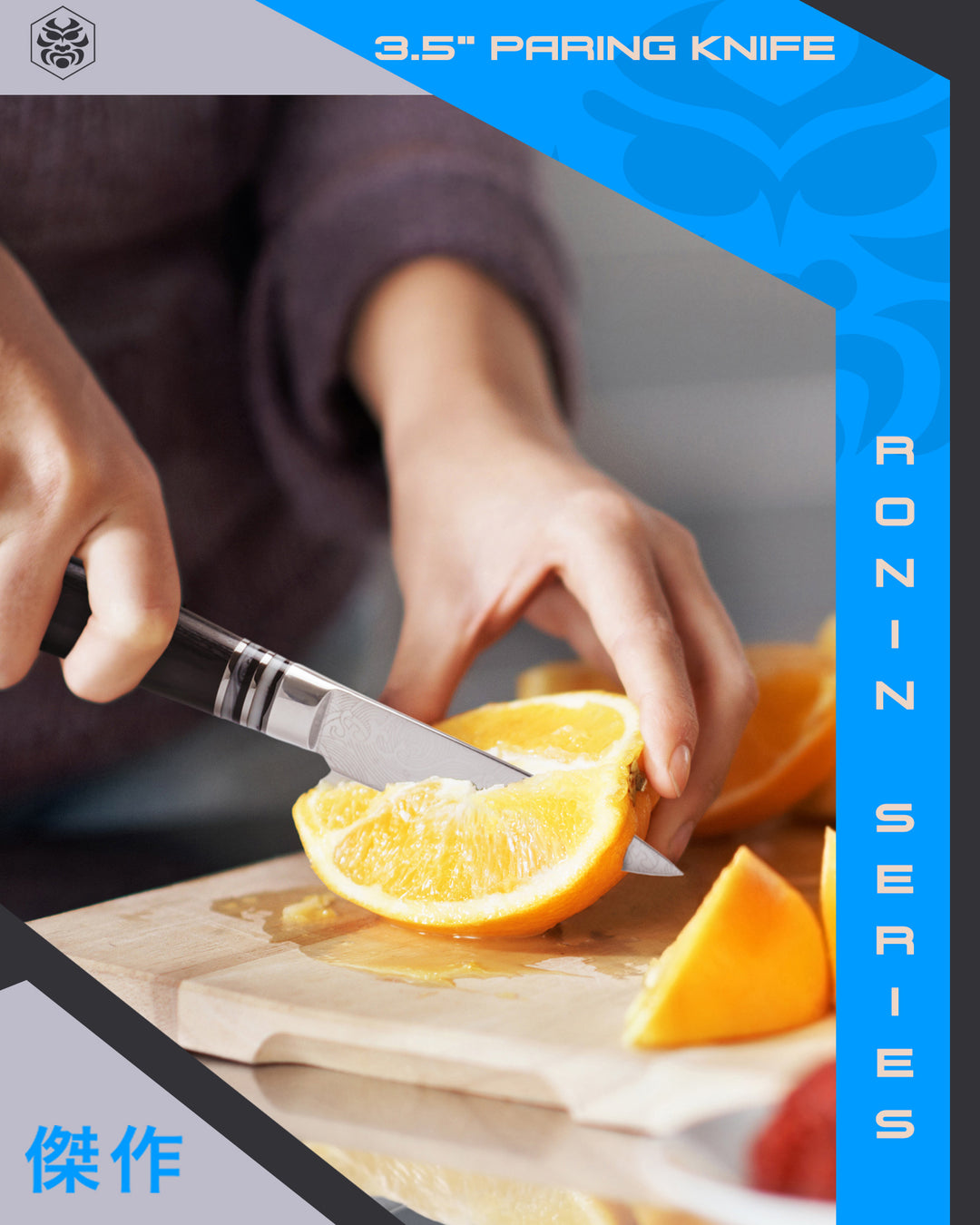 A woman slicing oranges with the Ronin Paring Knife
