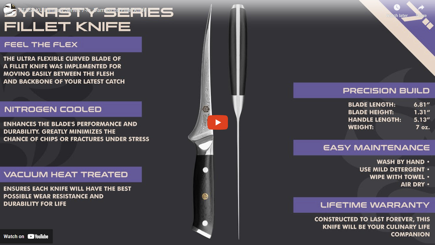 Dynasty Damascus Fillet Knife video overview