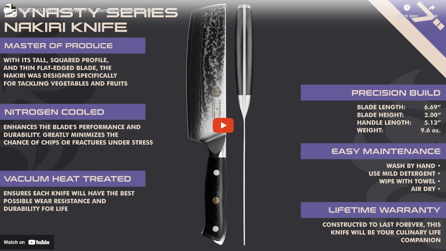 Dynasty Damascus Nakiri Knife video overview