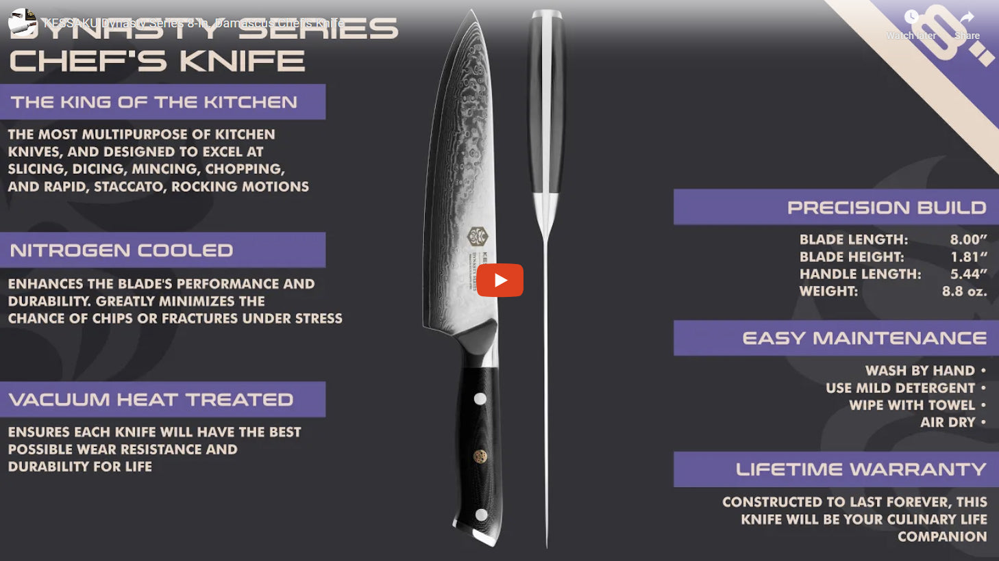Dynasty Damascus Chef's Knife video overview