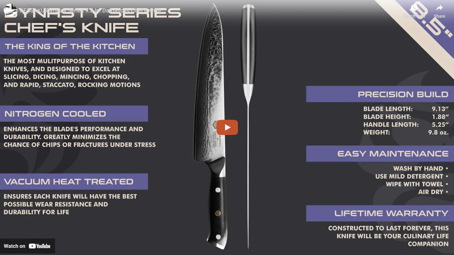 Dynasty Damascus K-Tip Chef's Knife video overview
